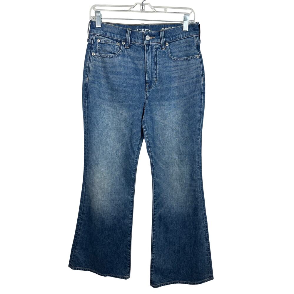 J.Crew Flare Jeans‎ Women 27P 4 Petite Blue Excellent Semi Stretch High Rise